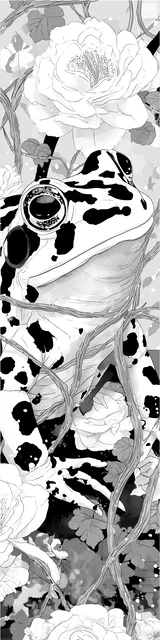 Free printable frog bookmark to color featuring a splotchy frog